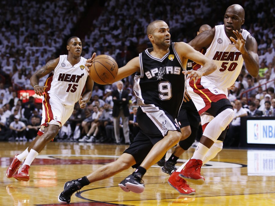 Tony Parker of the San Antonio Spurs during Thursday night's first game of the NBA finals in Miami. The Spurs beat the Miami Heat, 92-88. Mike Segar /Reuters /Landov Tony Parker of the San Antonio Spurs during Thursday night's first game of the NBA finals in Miami. The Spurs beat the Miami Heat, 92-88. Mike Segar /Reuters /Landov