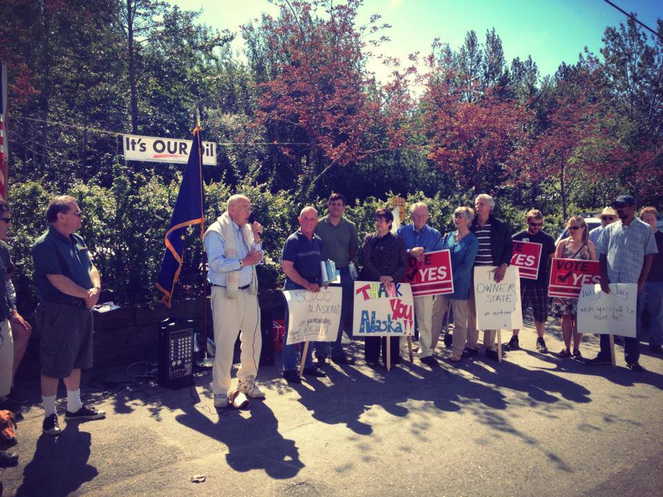 Supporters of the referendum gather in Anchorage