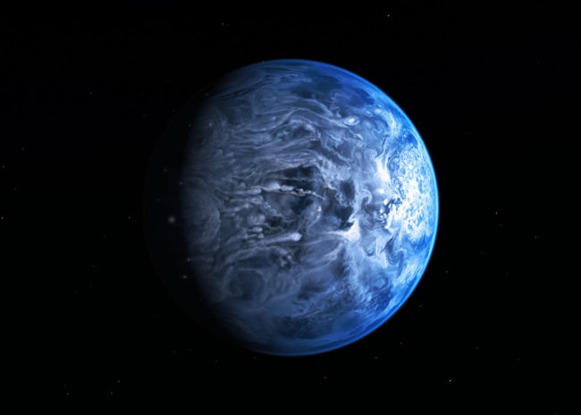 This illustration shows HD 189733b, a huge gas giant that orbits very close to its host star HD 189733 This illustration shows HD 189733b, a huge gas giant that orbits very close to its host star HD 189733