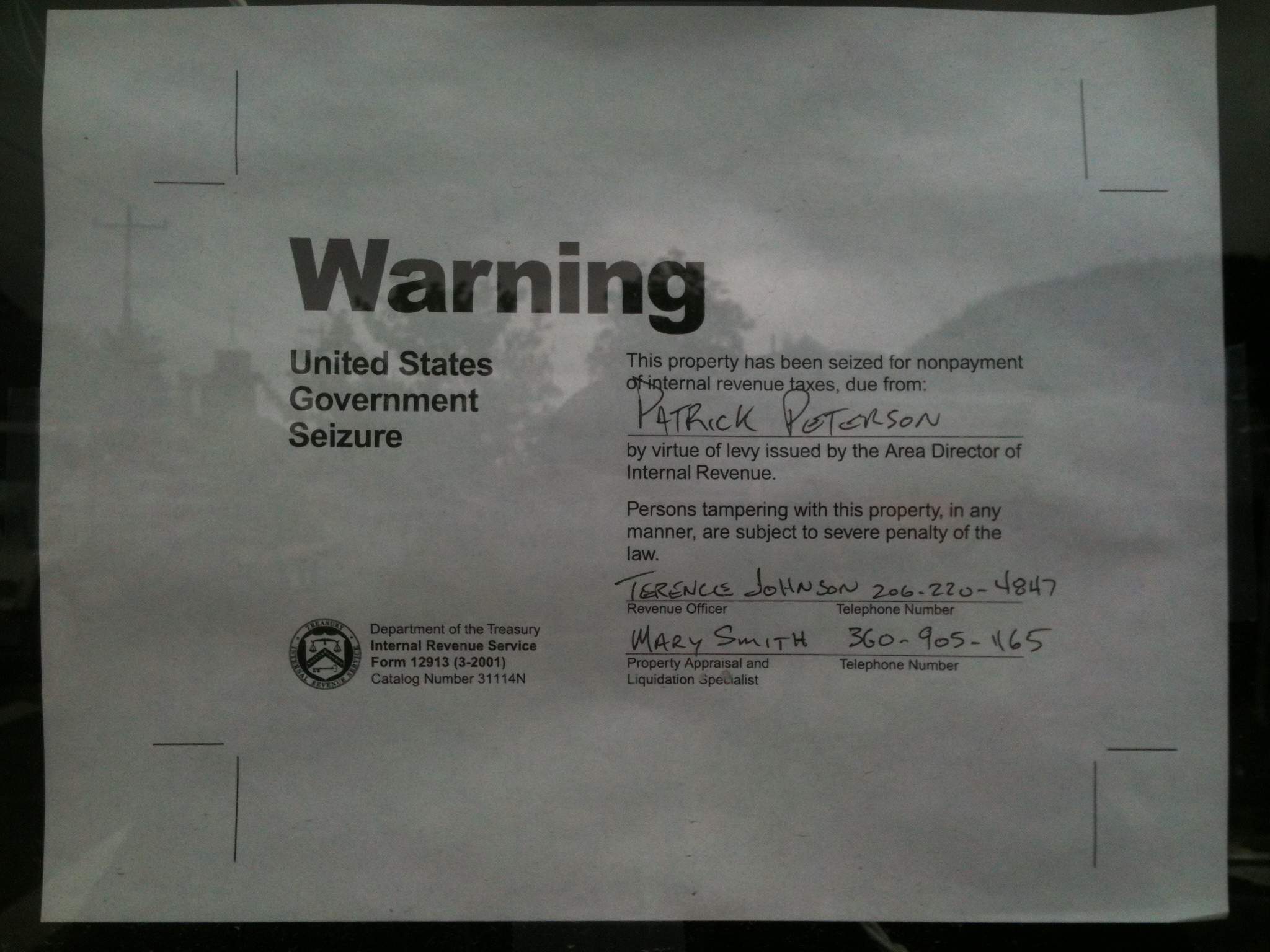 Seizure1 Seizure notice
