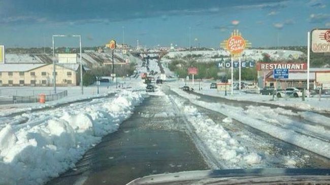 That's a lot of hail: the scene in Santa Rosa, N.M., after the storm blew through Wednesday. Santa Rosa, N.M., Fire Department That's a lot of hail: the scene in Santa Rosa, N.M., after the storm blew through Wednesday. Santa Rosa, N.M., Fire Department