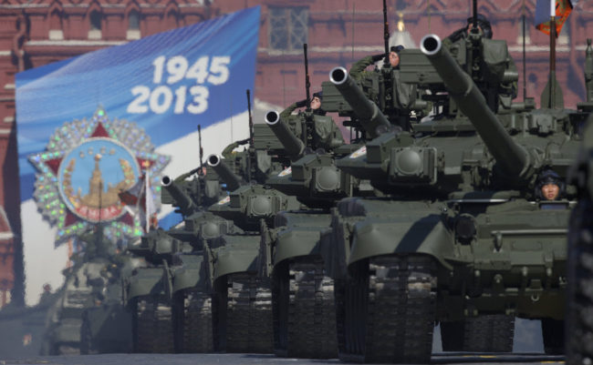 Russian tanks move along Red Square during a Victory Day parade in May. This week, Russia invited the U.S. to participate in a tank biathlon. Ivan Sekretarev/AP Russian tanks move along Red Square during a Victory Day parade in May. This week, Russia invited the U.S. to participate in a tank biathlon. Ivan Sekretarev/AP