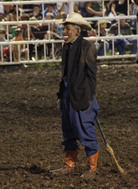 A photo taken of the clown who wore a mask resembling President Obama during a rodeo at the Missouri State Fair on Saturday. Jameson Hsieh/AP A photo taken of the clown who wore a mask resembling President Obama during a rodeo at the Missouri State Fair on Saturday. Jameson Hsieh/AP