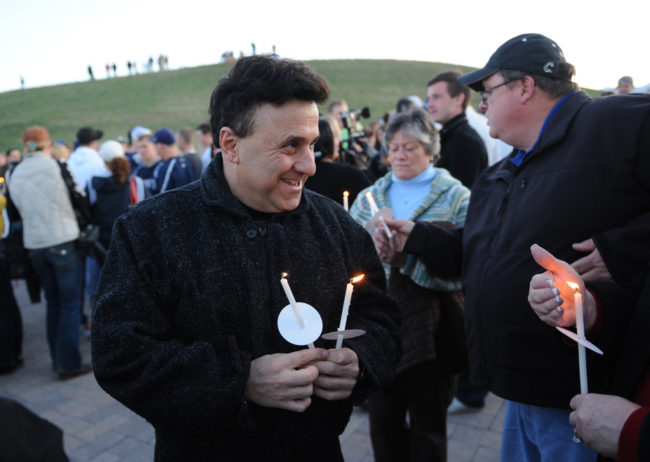 Columbine High School Principal Frank DeAngelis at a candlelight vigil at the Columbine Memorial at Clement Park near Littleton, Colo., in April of 2009. Chris Schneider/AP Columbine High School Principal Frank DeAngelis at a candlelight vigil at the Columbine Memorial at Clement Park near Littleton, Colo., in April of 2009. Chris Schneider/AP