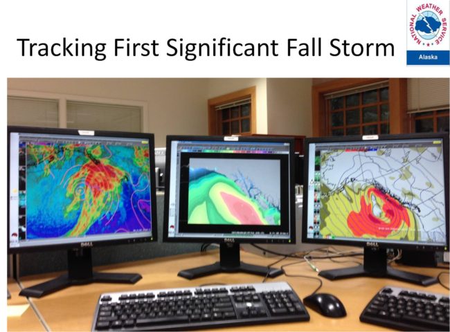 Tracking the fall storm National Weather Service posted this photo to Facebook this week, showing the forecasts for this weekend.