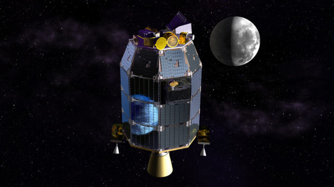 NASA's Lunar Atmosphere and Dust Environment Explorer probe, seen in this artist's rendering, is orbiting the moon to gather detailed information about the lunar surface. Dana Berry/NASA NASA's Lunar Atmosphere and Dust Environment Explorer probe, seen in this artist's rendering, is orbiting the moon to gather detailed information about the lunar surface. Dana Berry/NASA