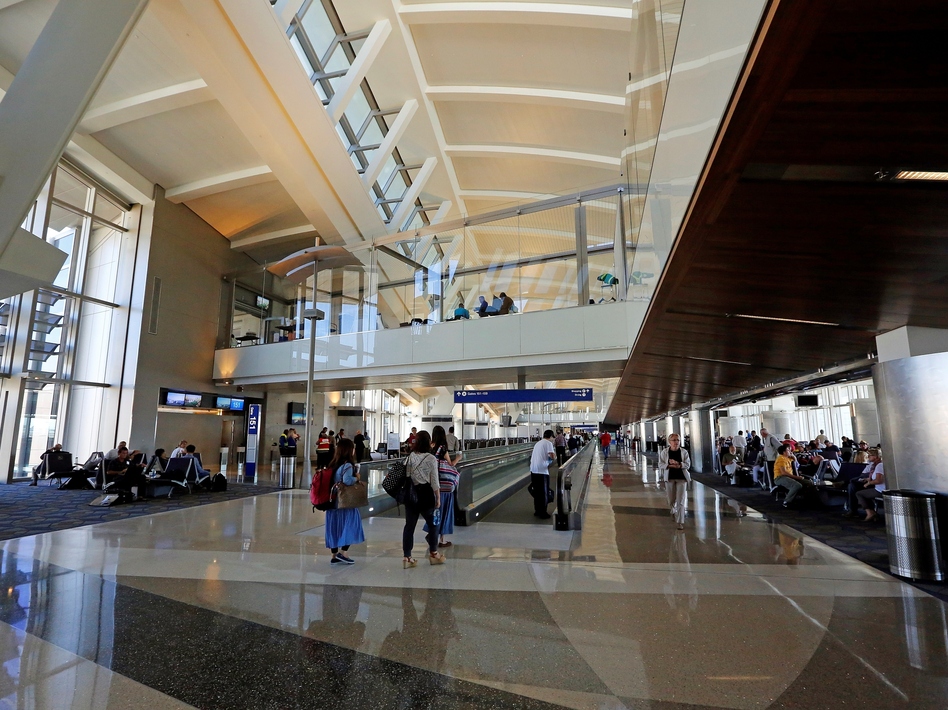 A photograph taken last month of the south concourse of L.A. International Airport's Tom Bradley International Terminal. Reed Saxon/AP A photograph taken last month of the south concourse of L.A. International Airport's Tom Bradley International Terminal. Reed Saxon/AP