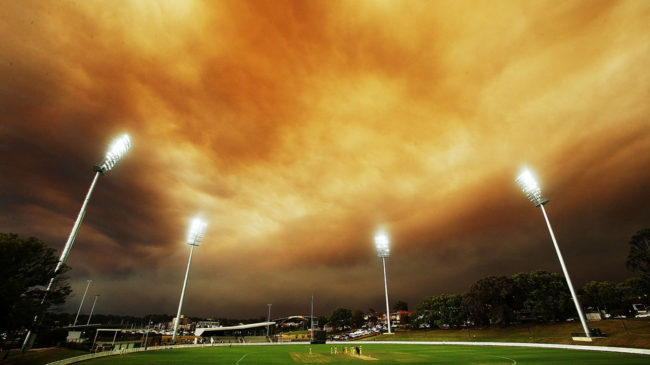A general view of play as the Sydney skyline is shrouded in smoke during the Ryobi Cup match between the South Australian Redbacks and the Western Australia Warriors at Drummoyne Oval in Australia. Mark Metcalfe/Getty Images A general view of play as the Sydney skyline is shrouded in smoke during the Ryobi Cup match between the South Australian Redbacks and the Western Australia Warriors at Drummoyne Oval in Australia. Mark Metcalfe/Getty Images