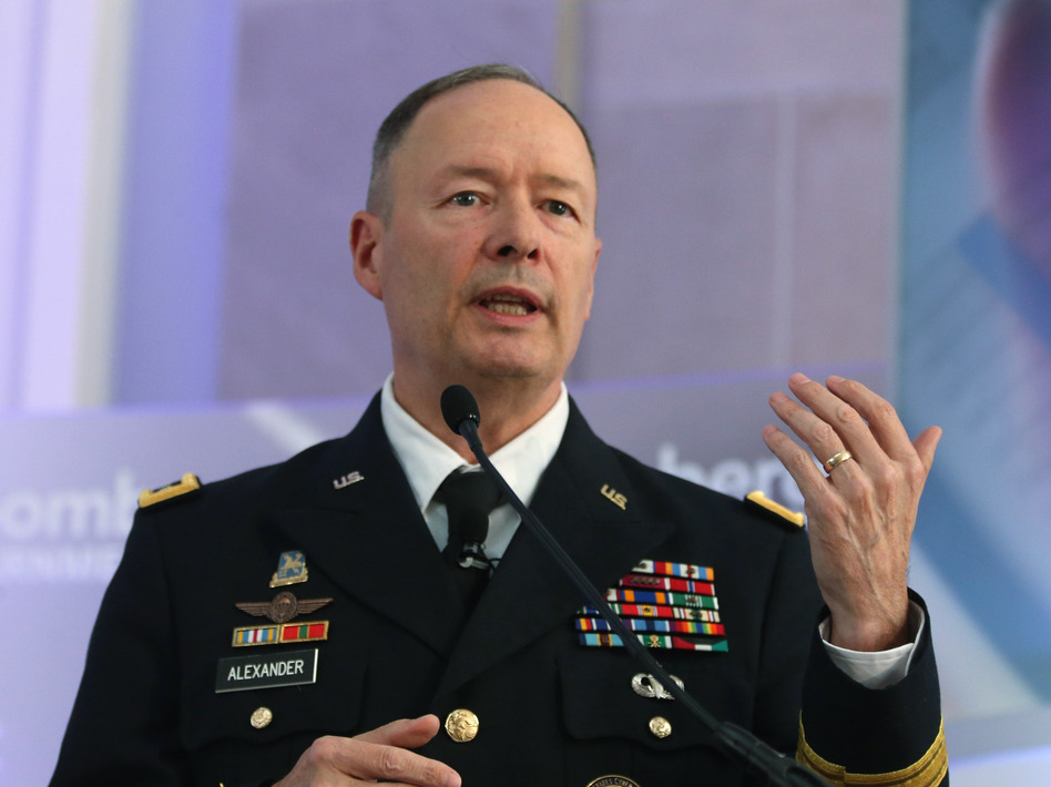 U.S. Army Gen. Keith Alexander, director of the National Security Agency and commander of U.S. Cyber Command, speaks during a conference at the Ronald Reagan Building, in October. Mark Wilson/Getty Images U.S. Army Gen. Keith Alexander, director of the National Security Agency and commander of U.S. Cyber Command, speaks during a conference at the Ronald Reagan Building, in October. Mark Wilson/Getty Images