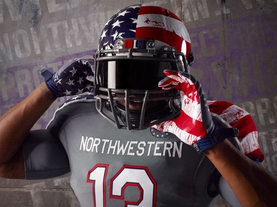 Part of the special design to be worn by Northwestern University football players on Nov. 16. Facebook.com/UnderArmourFootball Part of the special design to be worn by Northwestern University football players on Nov. 16. Facebook.com/UnderArmourFootball