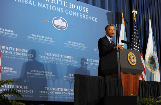 Obama-2013_White-House-Tribal_Nations_Conference President Obama addresses the 2013 White House Tribal Nations Conference (Photo courtesy of the Department of the Interior)