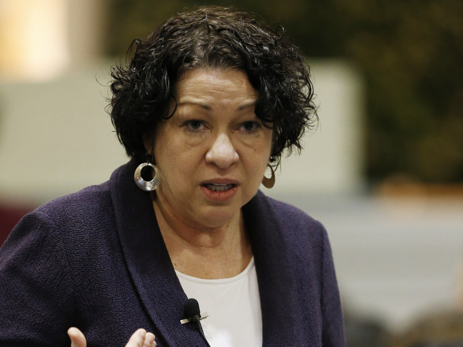 Supreme Court Justice Sonia Sotomayor answers a question at Chicago Public Library in Chicago, in January. Nam Y. Huh/AP Supreme Court Justice Sonia Sotomayor answers a question at Chicago Public Library in Chicago, in January. Nam Y. Huh/AP