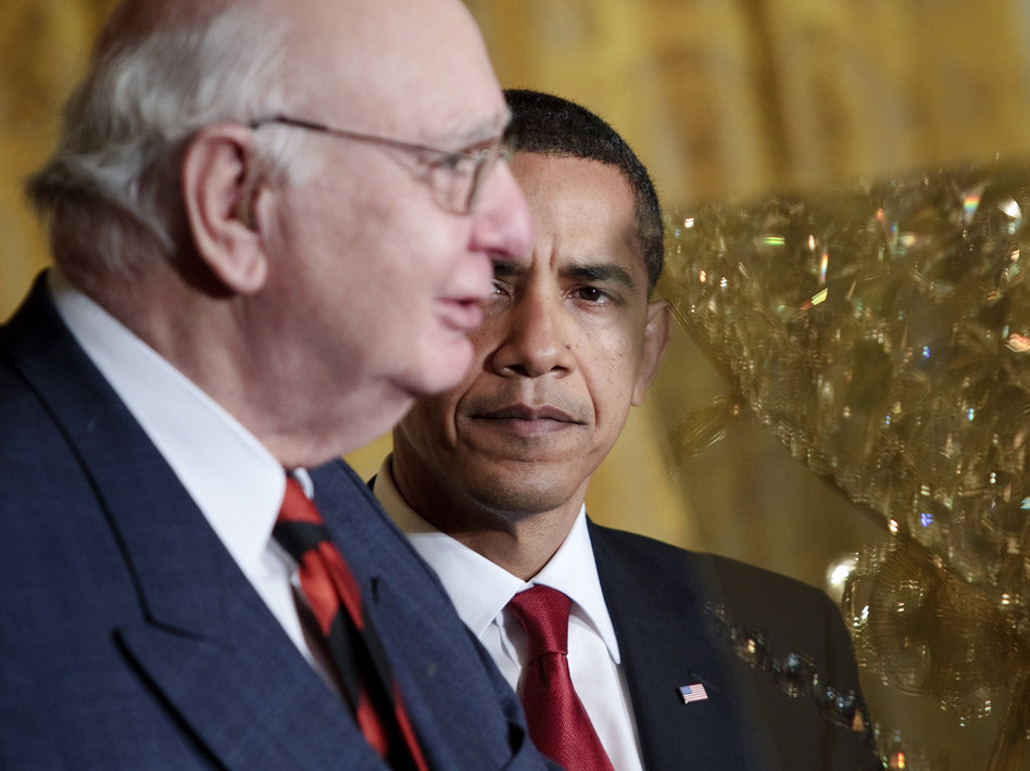 President Obama with Paul Volcker at the White House in 2009. Volcker, who headed the President's Economic Recovery Advisory Board, lent his name to a new rule aimed at curbing risk-taking on Wall Street. Brendan Smialowski/Getty Images President Obama with Paul Volcker at the White House in 2009. Volcker, who headed the President's Economic Recovery Advisory Board, lent his name to a new rule aimed at curbing risk-taking on Wall Street. Brendan Smialowski/Getty Images