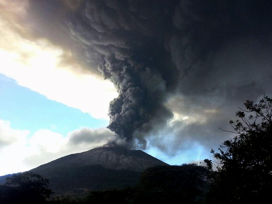 The Chaparrastique volcano in eastern El Salvador erupted on Sunday. Hector Garay/Telenoticias 21/AFP/Getty Images