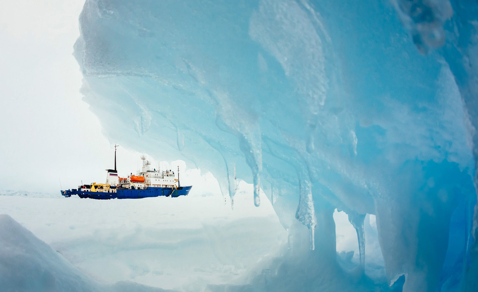 Framed by ice: the MV Akademik Shokalskiy, which has been stuck in Antarctic ice since Christmas Eve. Reuters/Landov