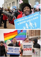 Supporters of same-sex marriage and opponents were out when the challenge to Virginia's law was heard in a Norfolk federal court earlier this month.Jay Paul/Getty Images
