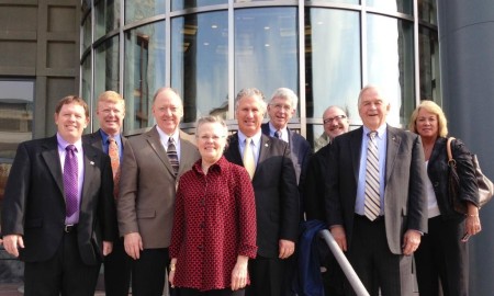 Rep. Peggy Wilson and lawmakers from other states pose Oct. 30 at the U.S. Department of Transportation during a Conference of State Governments Transportation Policy Academy. (CSG photo)