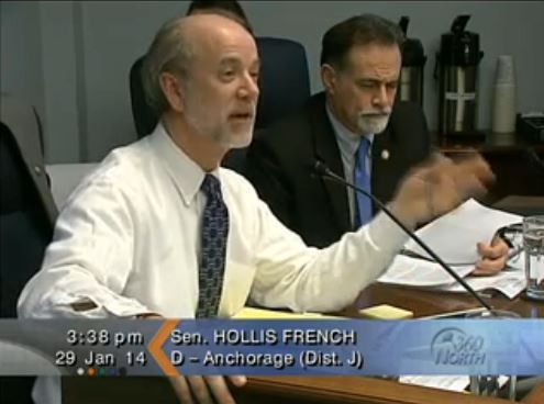 Sen. Hollis French at the Senate Resources Committee meeting on Jan. 29, 2014. (Photo courtesy Gavel Alaska)