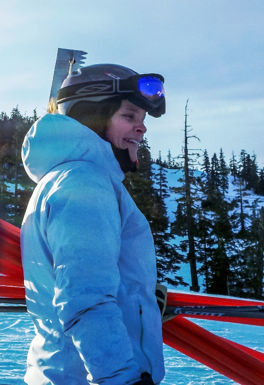 Hilary Lindh helps take down the Mighty Mite race course at Eaglecrest. She helps coach the young skiers.