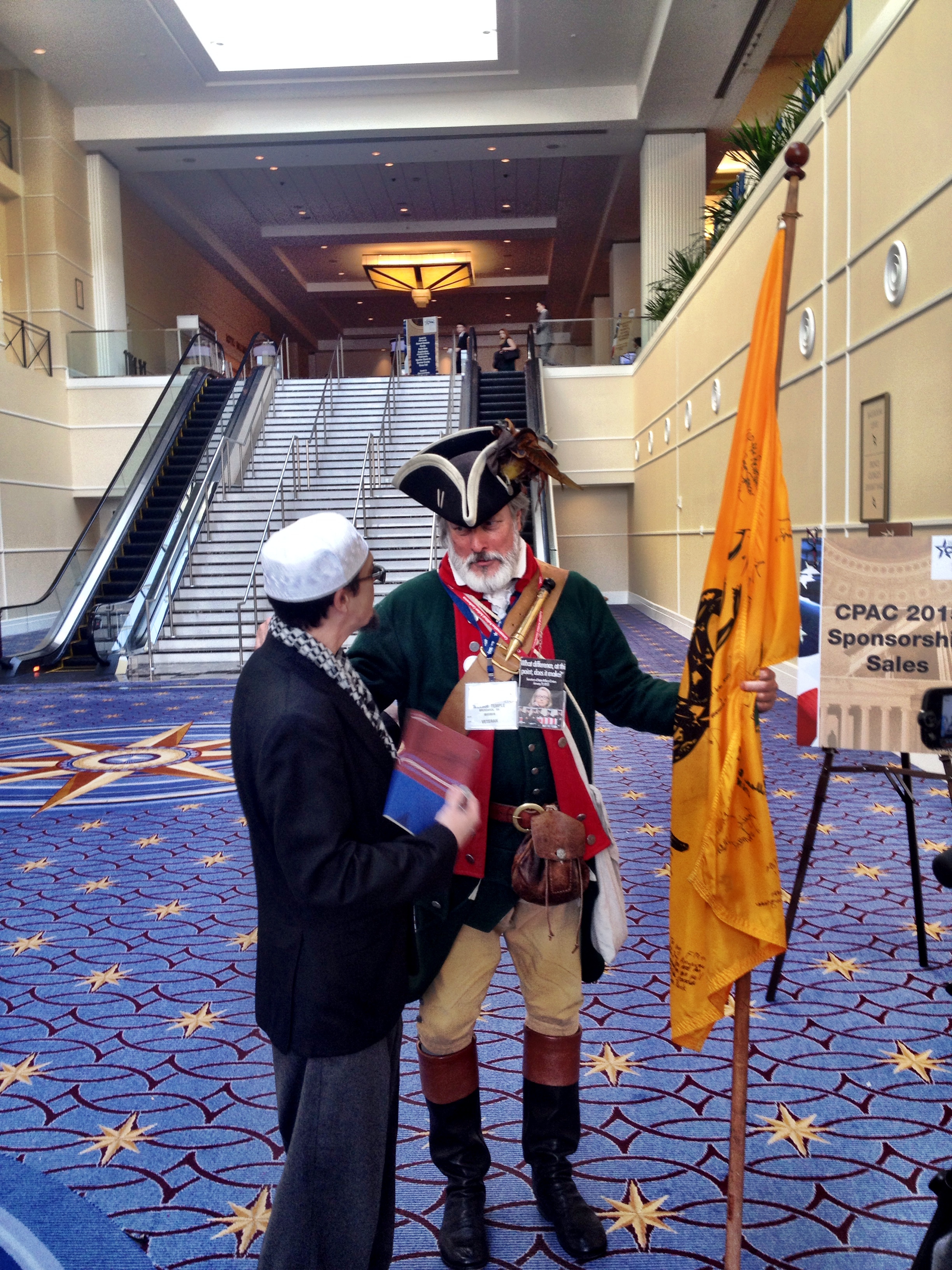 William Temple, one of 11,000 attendees of CPAC, came dressed as a Revolutionary War officer. CPAC is said to be the largest annual gathering of American conservatives. (Photo by Liz Ruskin/APRN)