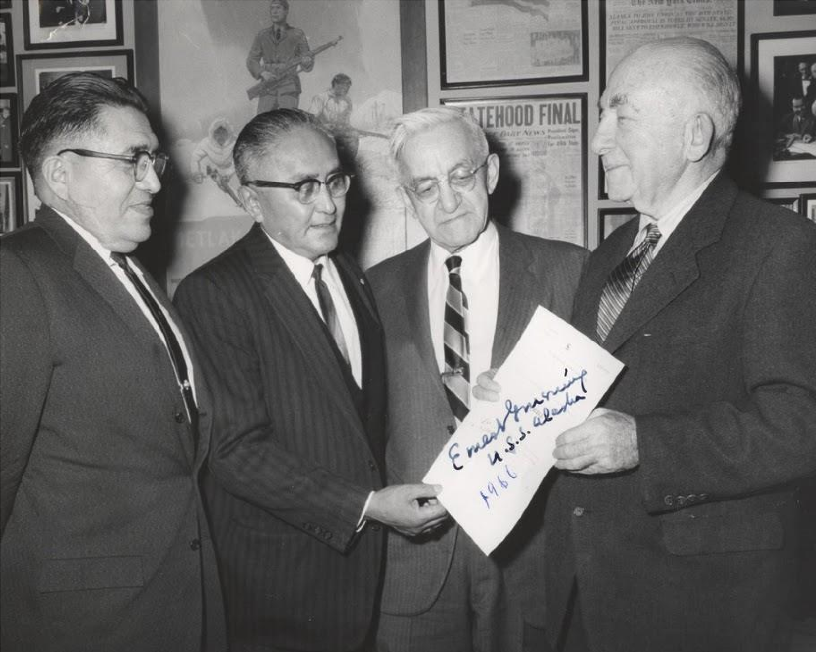 Historical pictures of Alaska U.S. Senators Bob Bartlett and Ernest Gruening compiled for the first Bartlett-Gruening Dinner by Geoffrey Bacon. (Courtesy Geoffrey Bacon)
