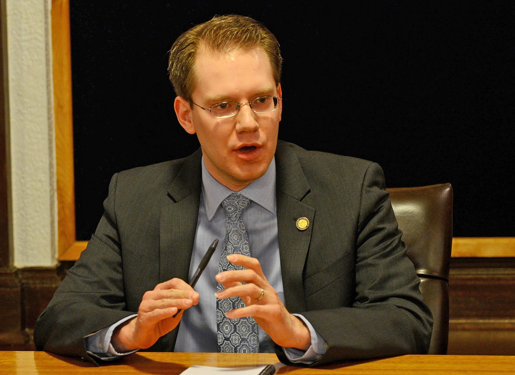 Rep. Lance Pruiit speaks during a House Majority press availability, Jan. 25 20013. (Photo by Skip Gray/Gavel Alaska)