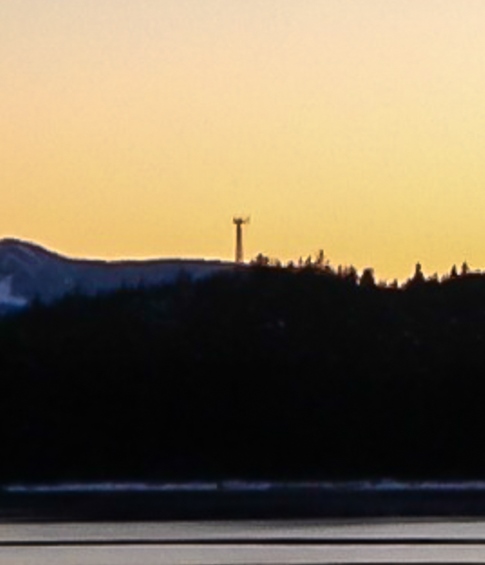 The Spuhn Island cell tower has a constant flashing red light at night and a white strobe during the day. (Photo courtesy Jon Lyman)
