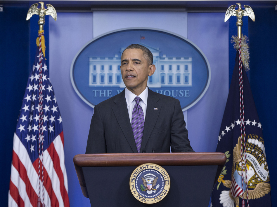 President Obama speaks about health care on Thursday. ACA enrollment has reached 8 million, he said, and it's "well past time" for Republicans to stop trying to repeal it. Carolyn Kaster/AP