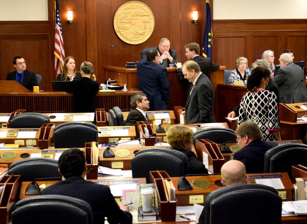 The Alaska House of Representatives during a break, April 3, 2014. (Photo by Skip Gray/Gavel Alaska)