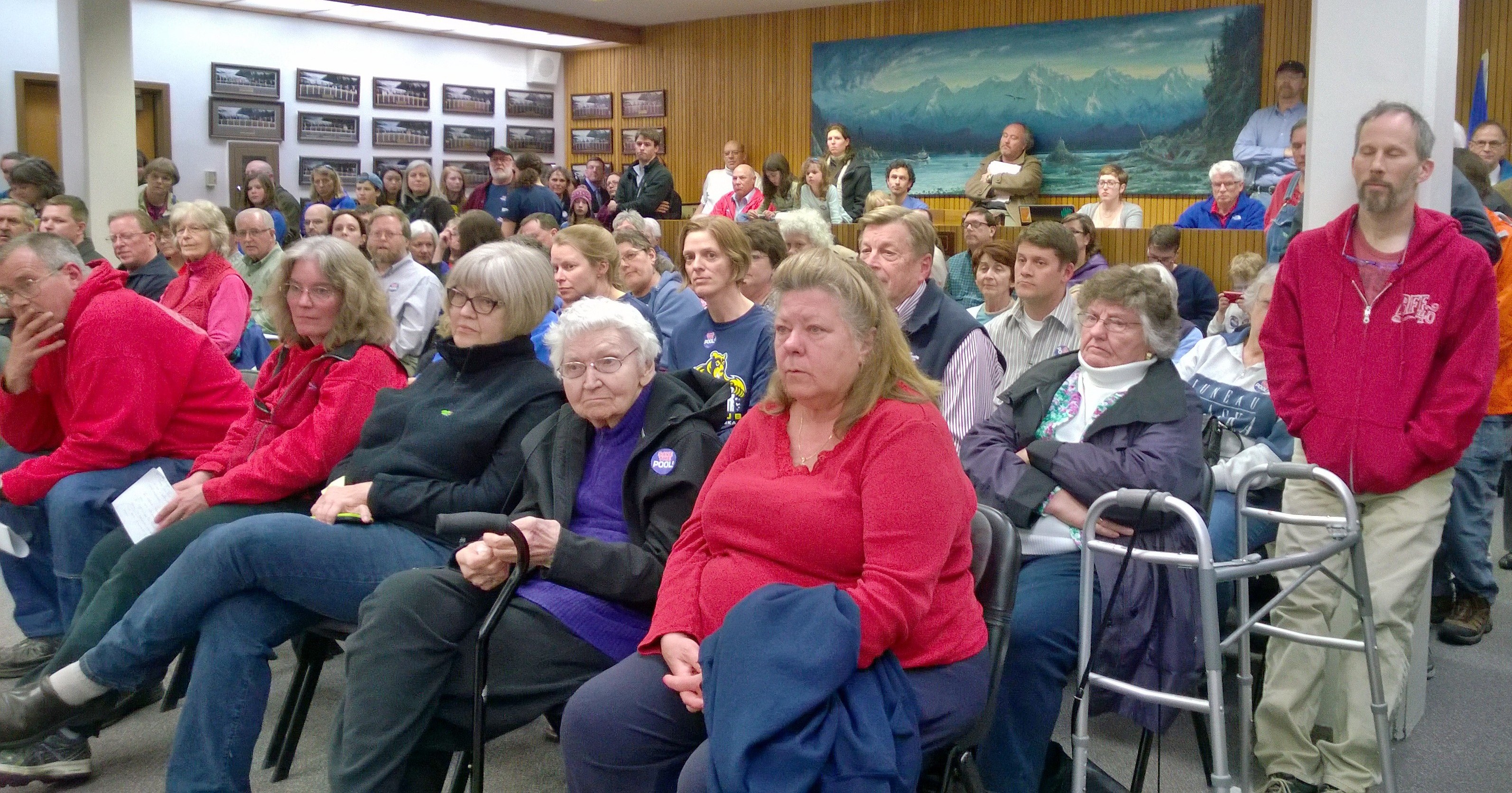 Assembly chambers were packed for Monday's hearing on the budget. (Photo by Jeremy Hsieh/KTOO)
