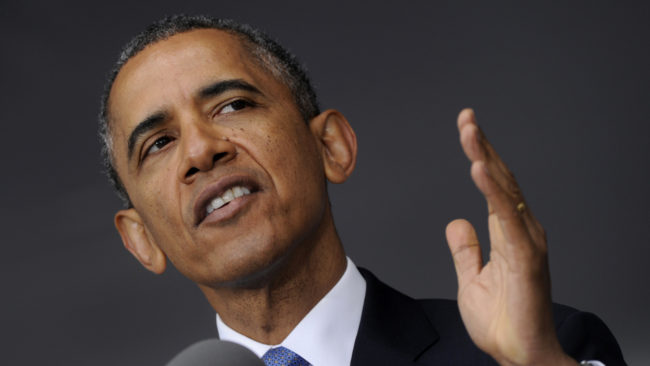 President Obama delivers the commencement address to the U.S. Military Academy at West Point's Class of 2014, in West Point, N.Y., on Wednesday. Susan Walsh/AP