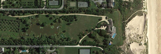 A satellite image depicts a beach-front estate that reportedly sold for $147 million in East Hampton, N.Y. Google Maps