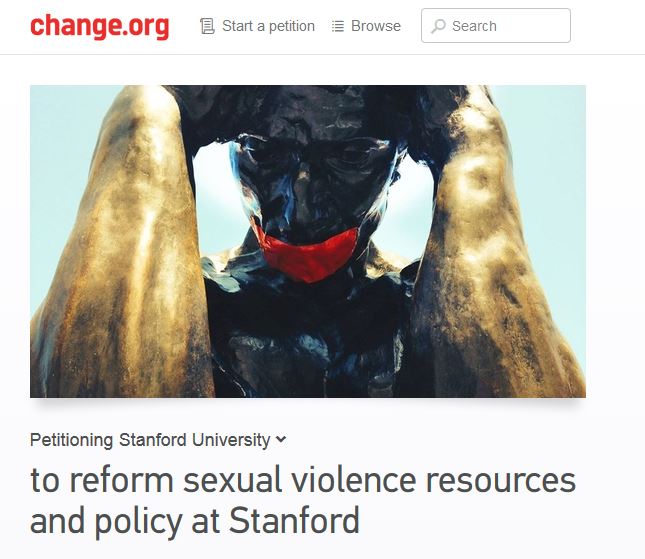 An online petition calling on Stanford University to reform its policies around sexual assault.