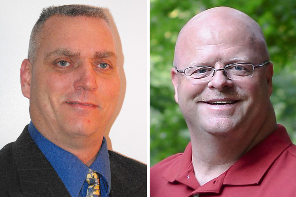 Scott Hildebrand, a Democrat, and Mike Jansen, a Republican, are competing to be the new sheriff in Campbell County, Ky., but they're also abiding by an agreement to keep their race clean. Images courtesy of the candidates