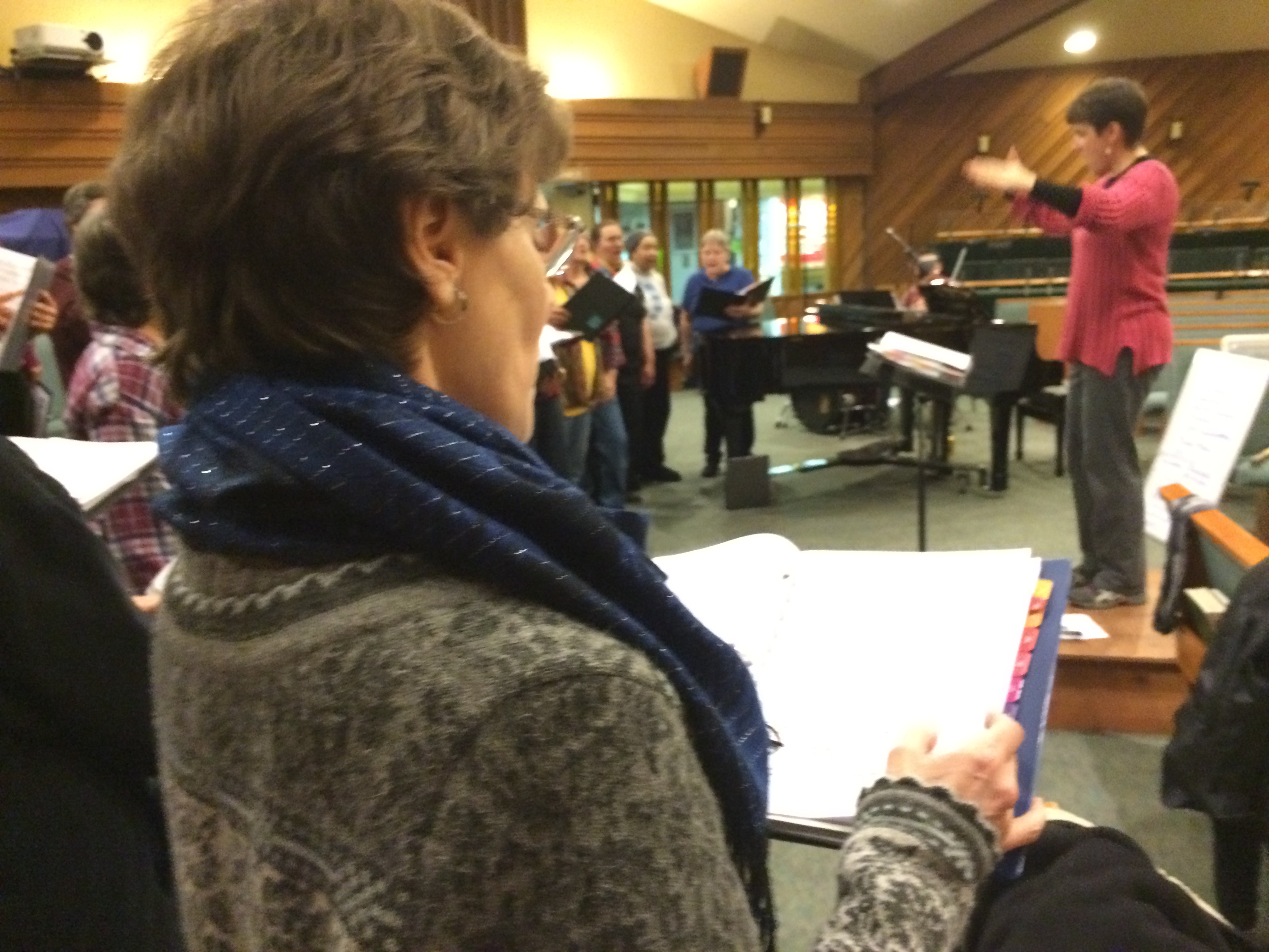 Juneau Pride Chorus member Janet Schempf at Tuesday’s rehearsal. (Photo by Scott Burton/KTOO)