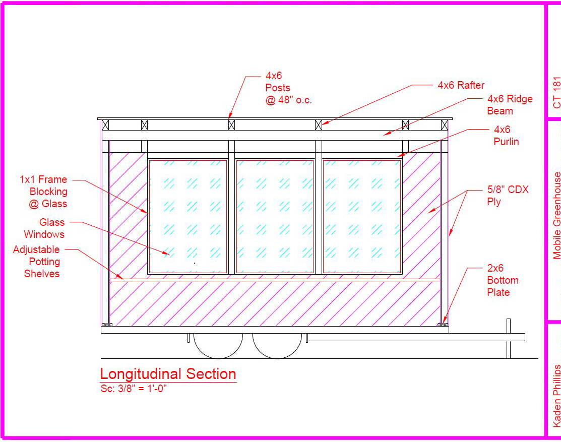 A blueprint of the mobile greenhouse project developed by Lia Heifetz. University of Alaska Southeast student Kaden Phillips designed the structure. (Photo by Kevin Reagan / KTOO)