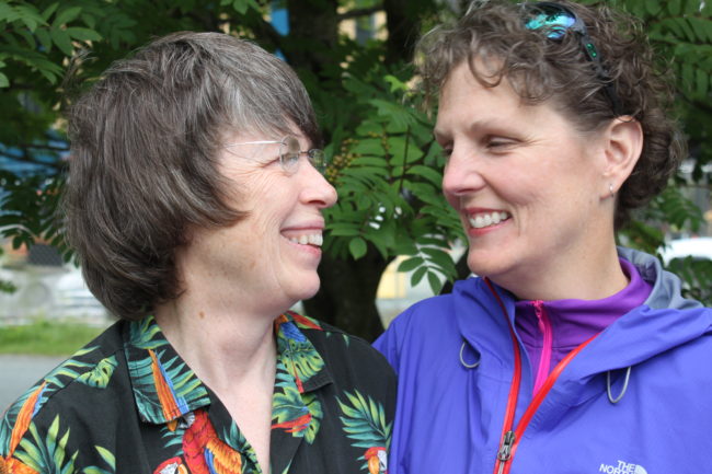 Sara Boesser and her partner Juanita Reese recently got engaged. (Photo by Lisa Phu/KTOO)