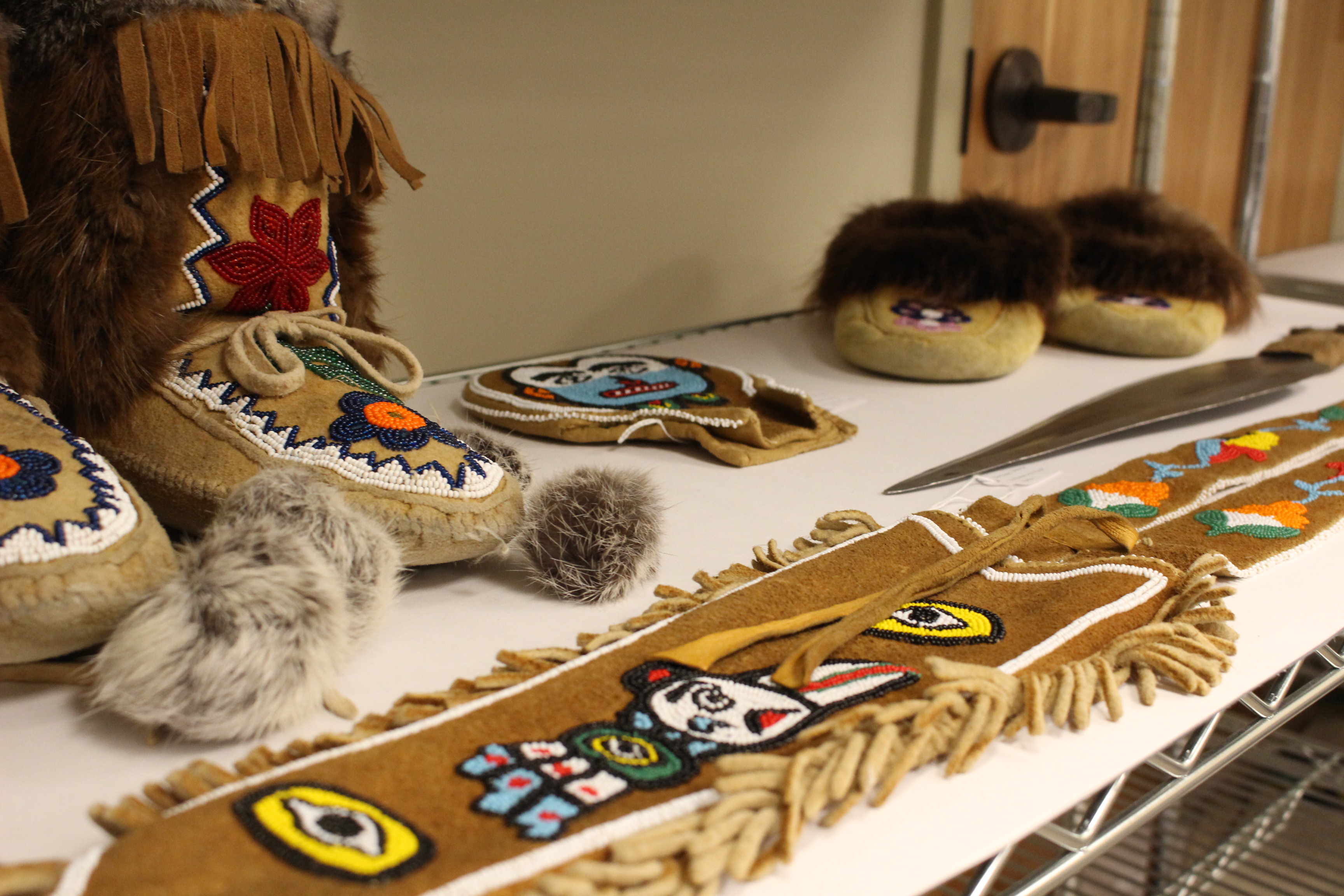 Items in storage at Sealaska Heritage Institute. (Photo by Elizabeth Jenkins/KTOO)