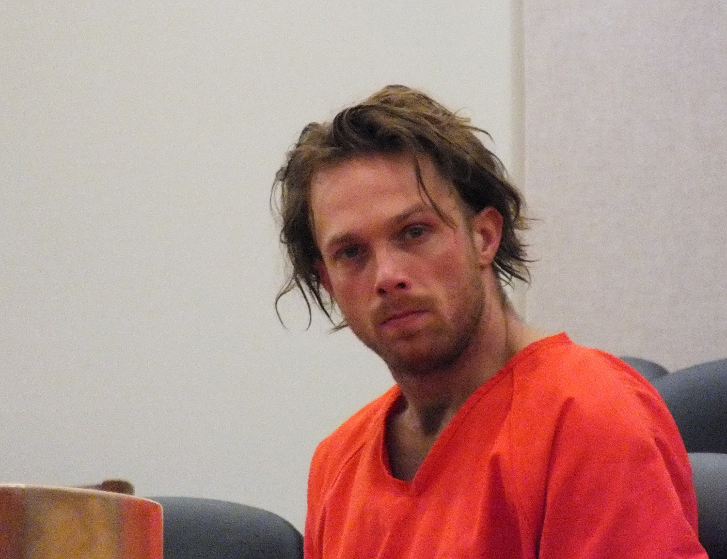 Christopher D. Strawn appears in Juneau District Court Thursday, Oct. 22 on a charge of first degree murder. (Photo by Matt Miller/KTOO)