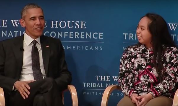 President Obama and Tatiana Ticknor, 16, of Anchorage. (Photo courtesy of the White House)