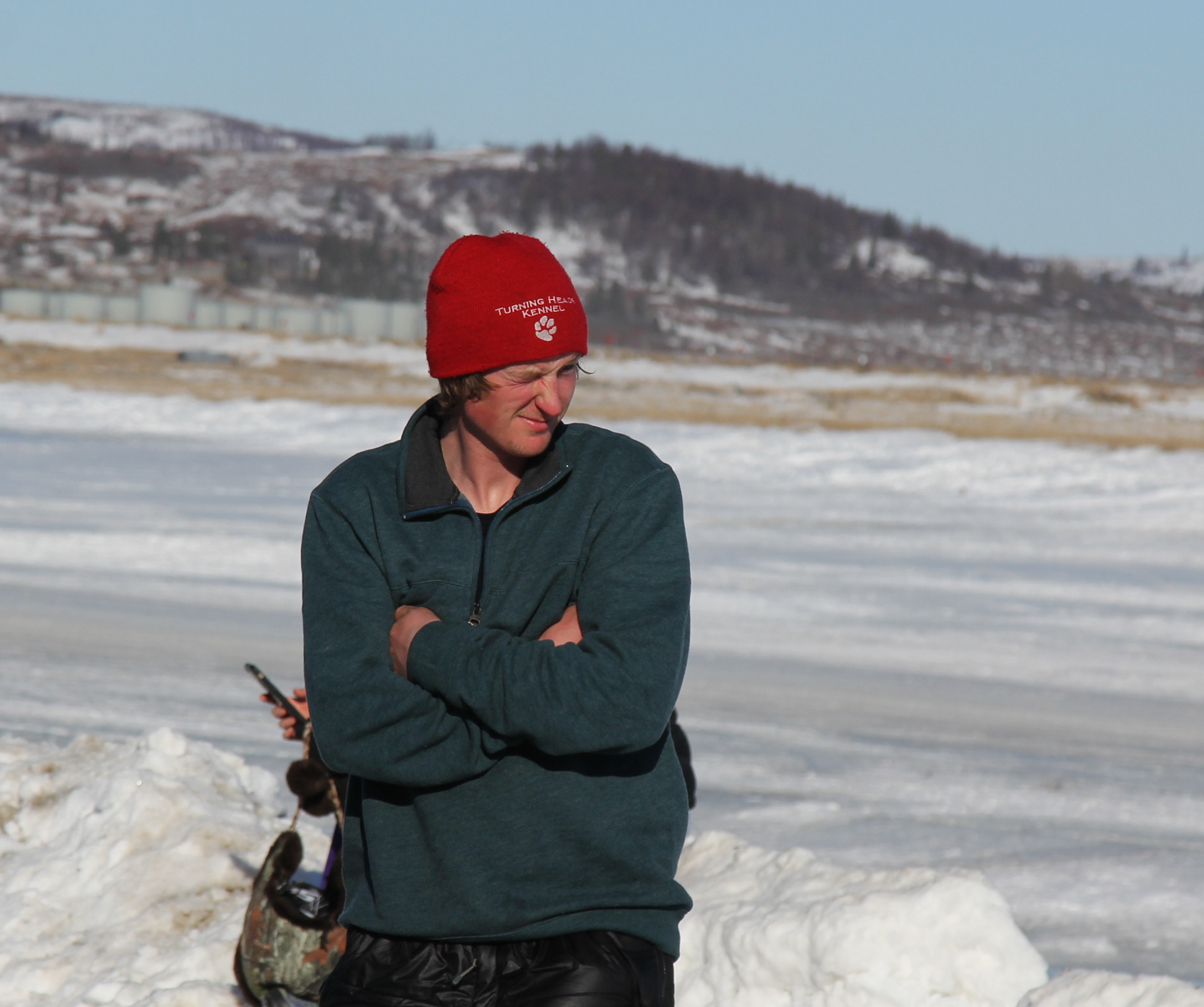 Travis Beals in Unalakleet during the 2016 Iditarod. (Photo by Zachariah Hughes/Alaska Public Media)