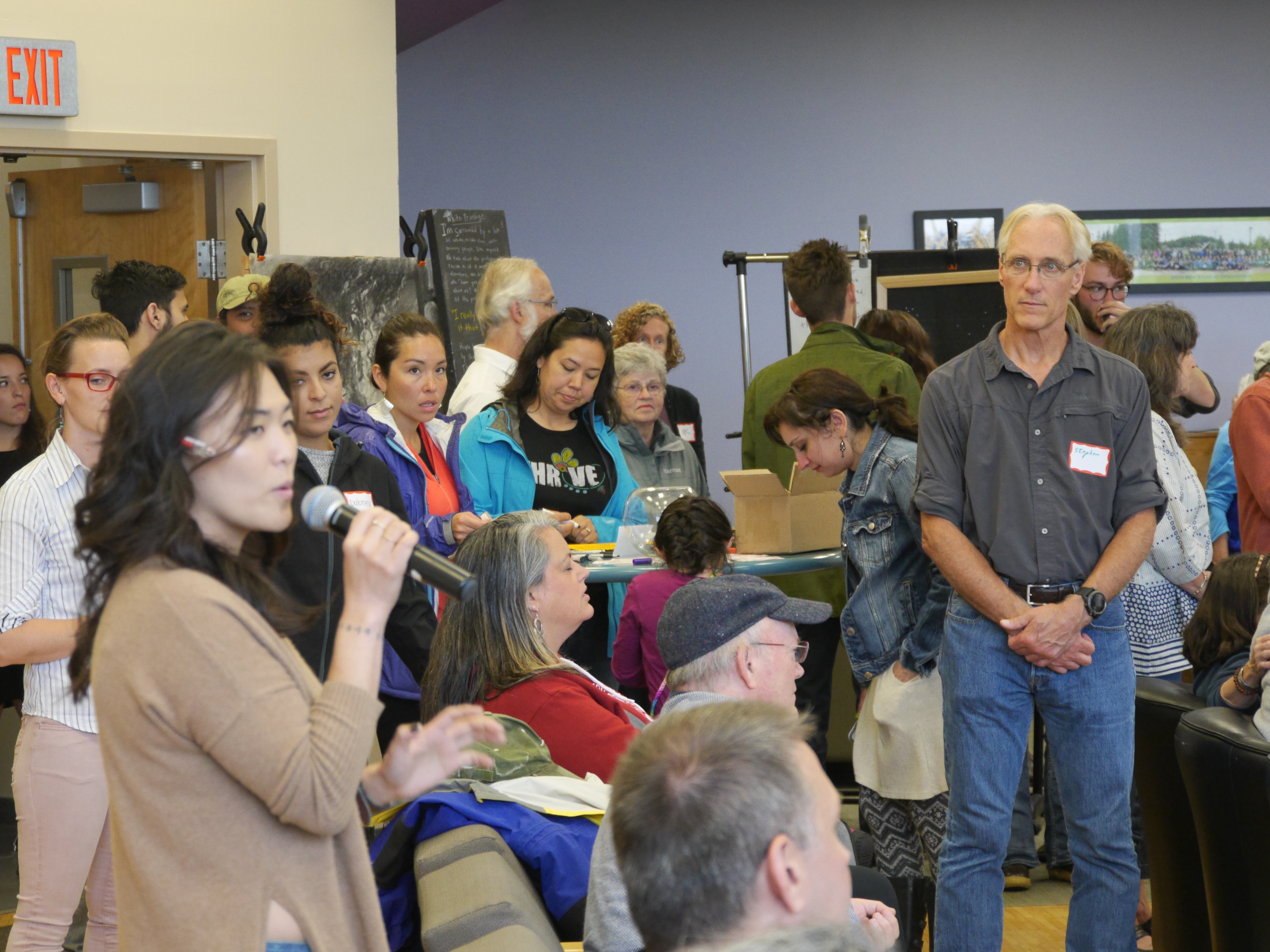Christy NaMee Eriksen addresses audience. (Photo by Quinton Chandler/KTOO)