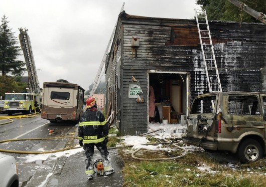 Van fire spreads to Ketchikan building