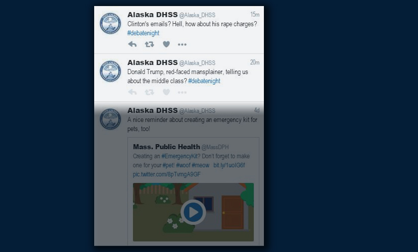 Politically charged tweets posted from state account during debate