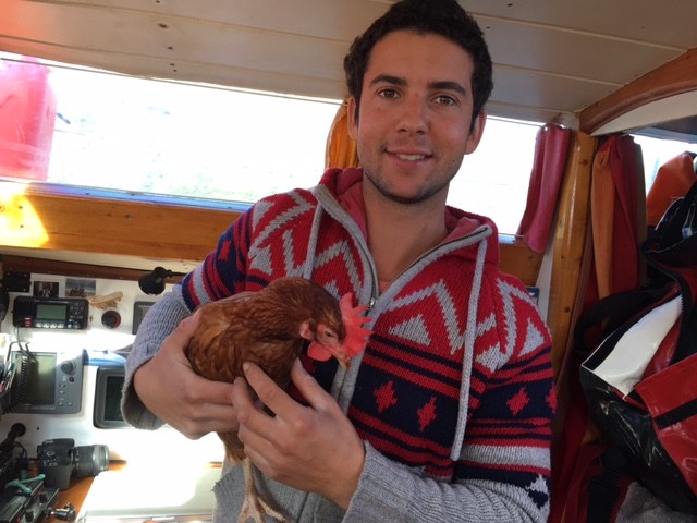 Guirec Soudée and his hen Monique
