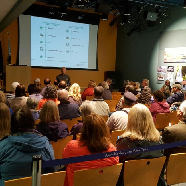 Homer Electric Asssociation holds an informational meeting in Homer on September 28, 2016. (Photo by Shahla Farzan/KBBI)