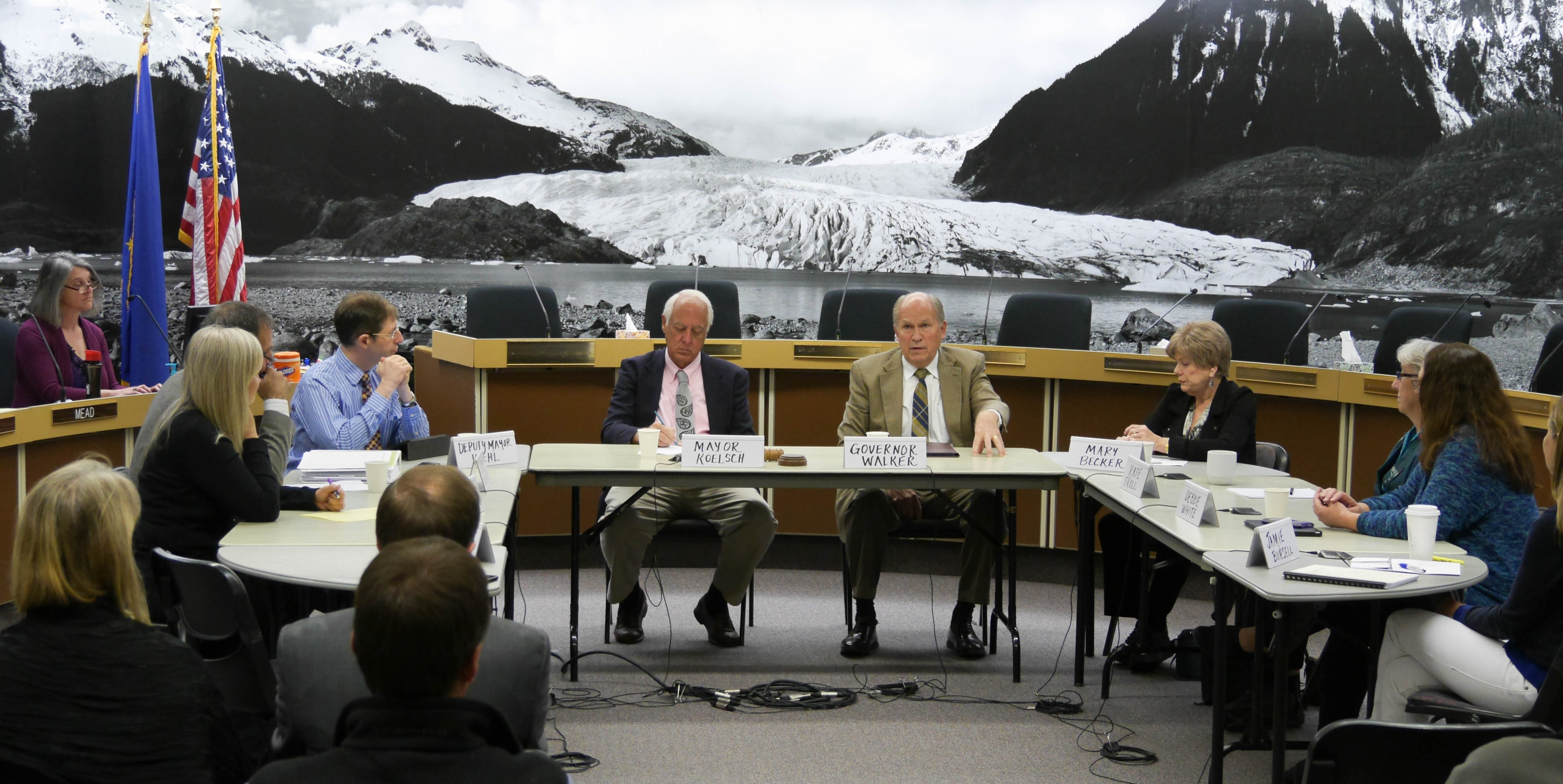 Walker praises local government during Juneau Assembly visit