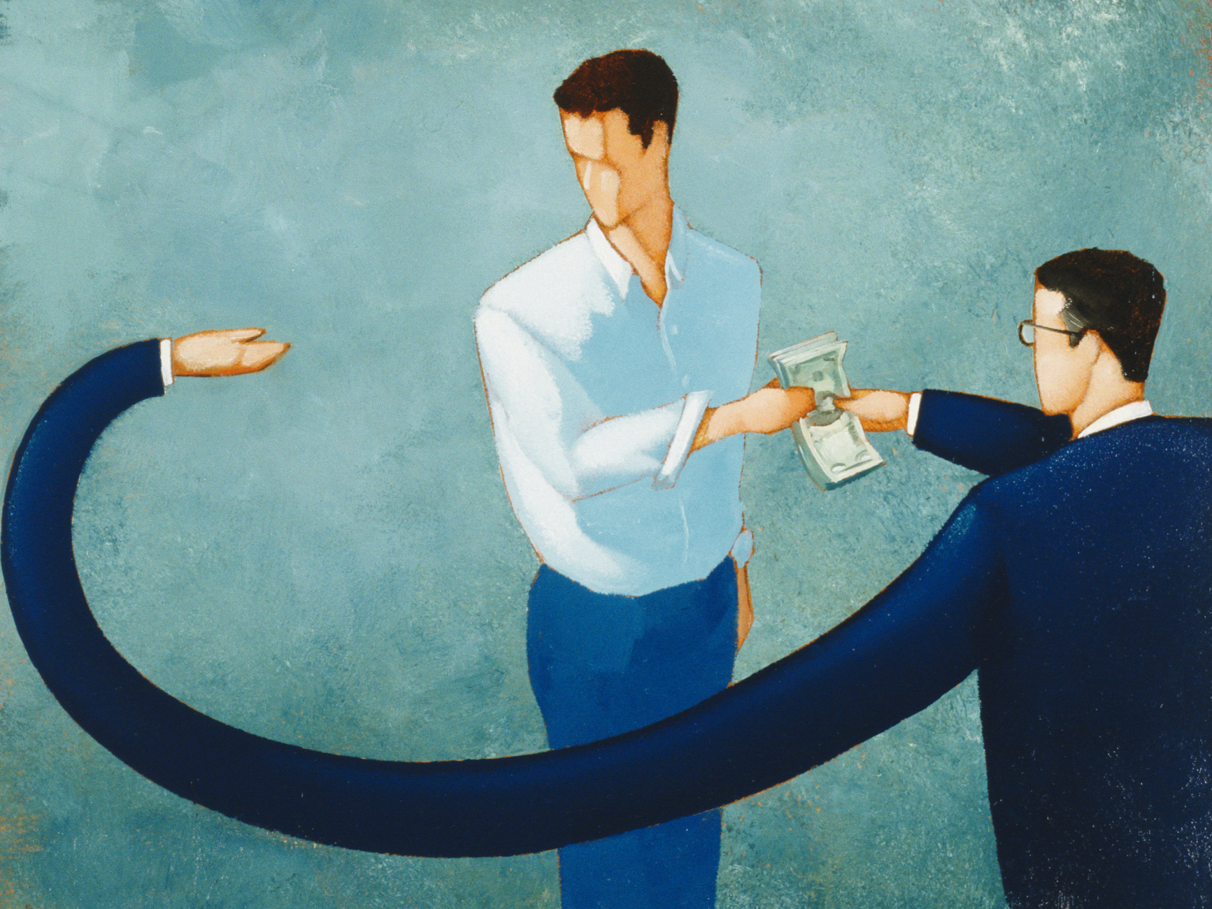 A survey finds that more than half of people with insurance through work are in a high-deductible health plan. (illustration by John Labbe/Getty Images)