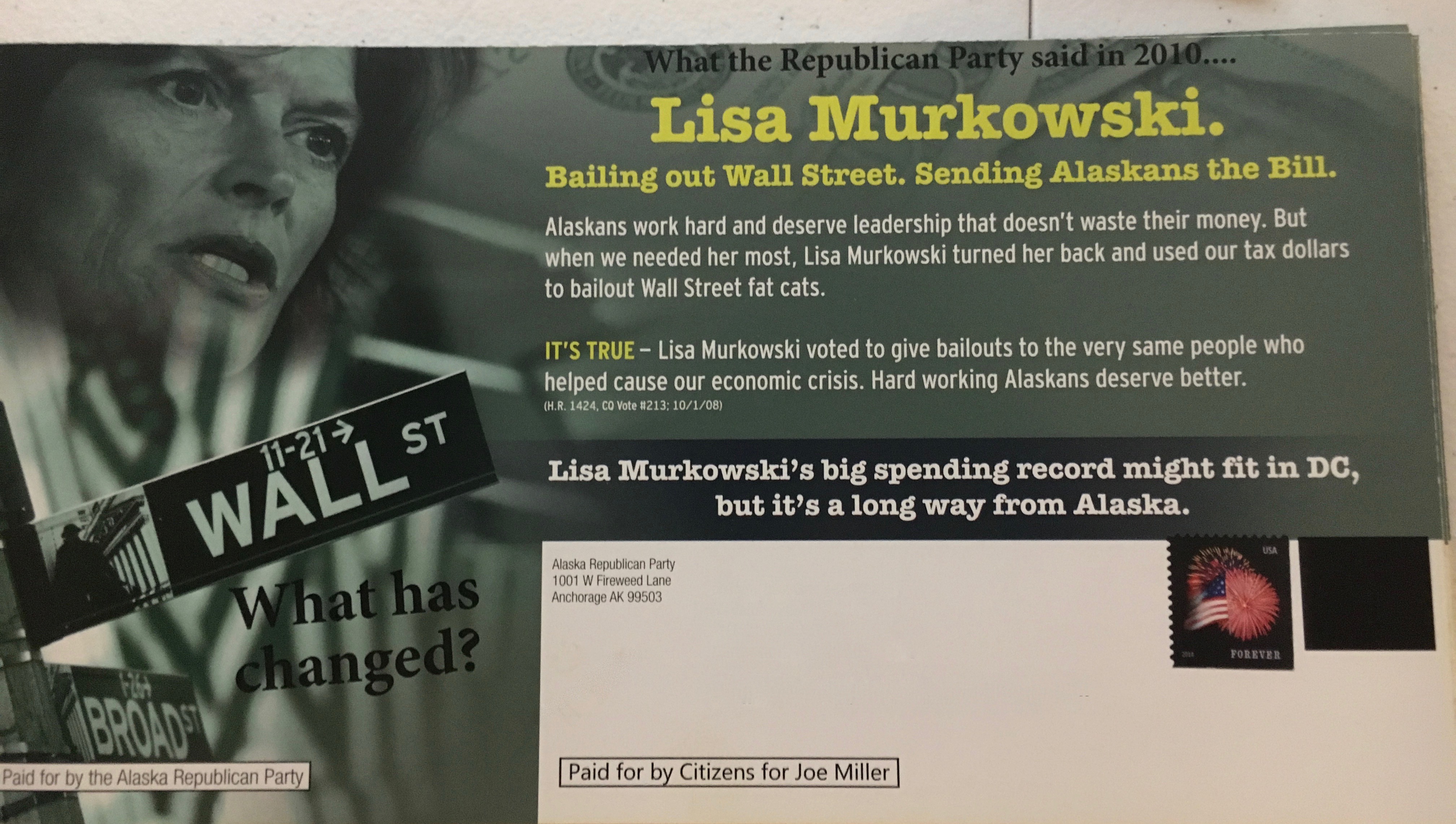 Miller irks GOP by sending old fliers bashing Murkowski