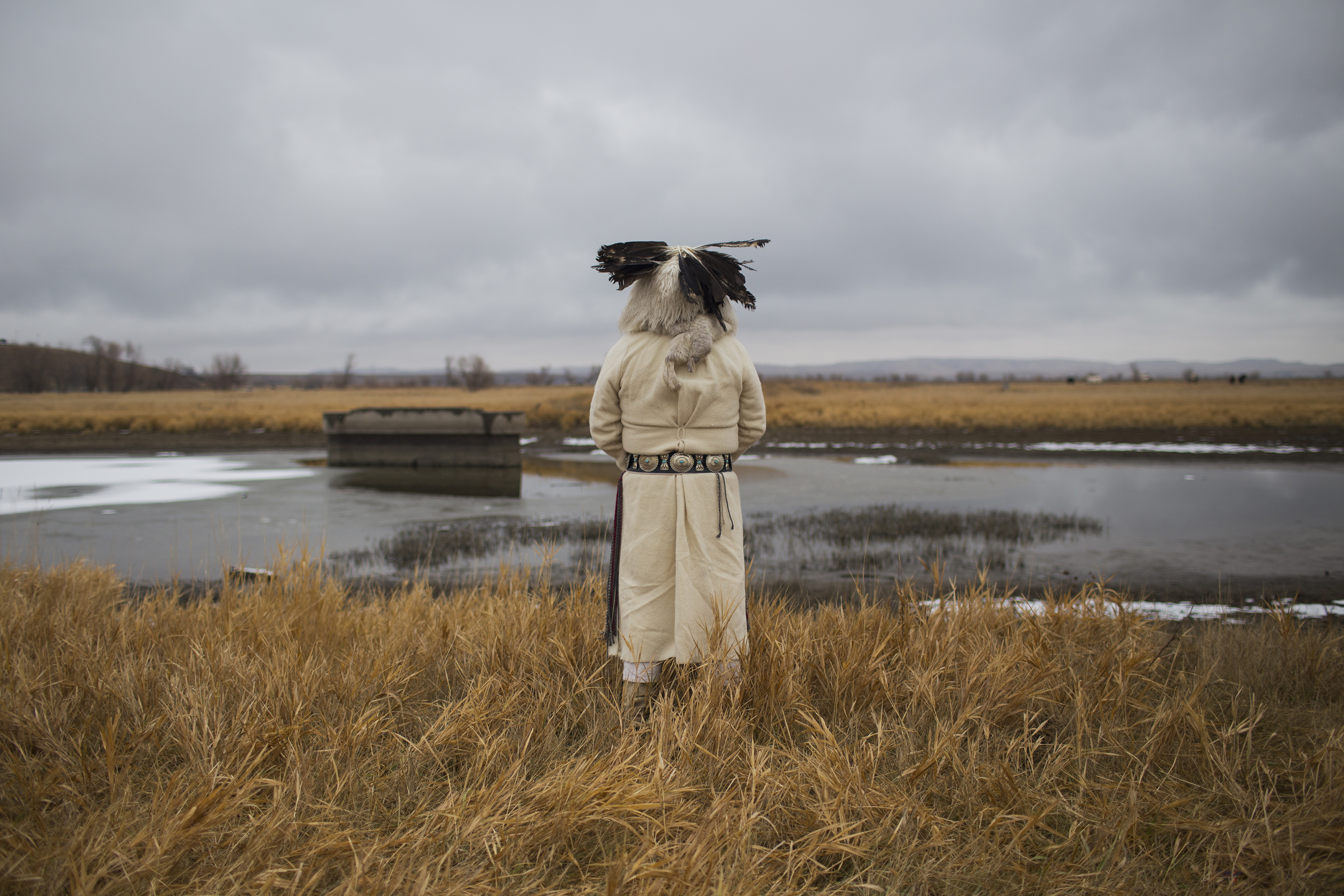 Protesters mark a solemn Thanksgiving Day at Standing Rock